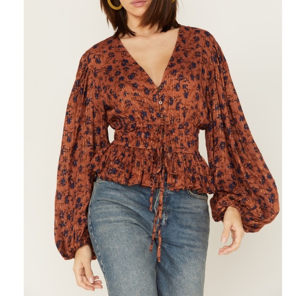 Jens Pirate Booty Wildflower Tarot Blouse in Rust Size Small - Picture 1 of 10